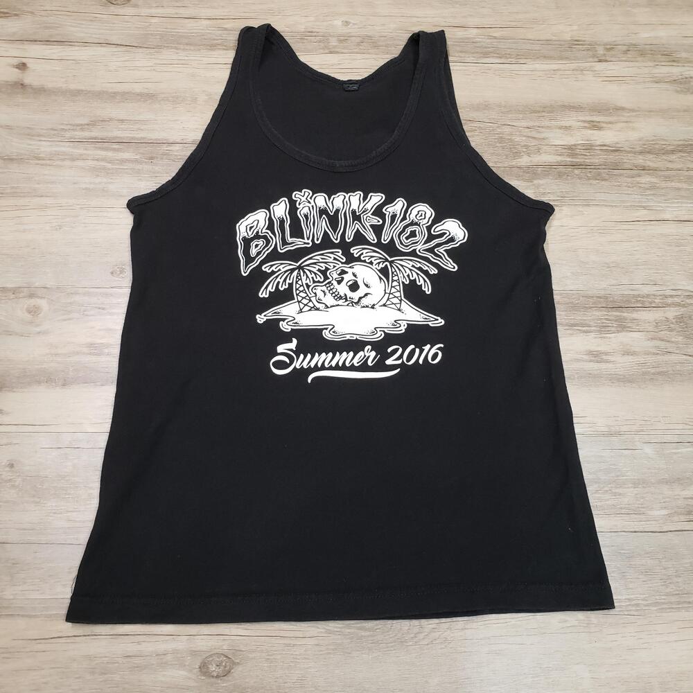 Blink-182 Tank Top Womens Small Black Summer 2016 Tour Band Graphic Shirt